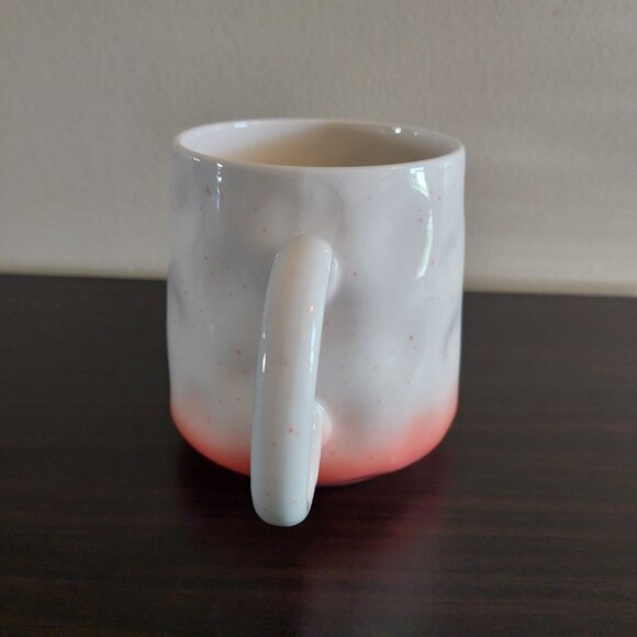 Rare Orly Maison New York Peach & White Speckled Dimpled Thumbprint Coffee Mug - Picture 3 of 5